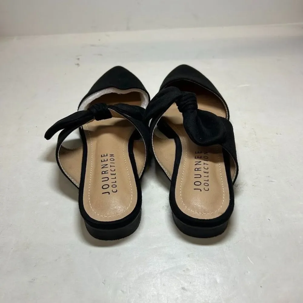 Journee Collection Womens 8 N Black Telulah Pointed Toe Slip On Flats NIB RI0
